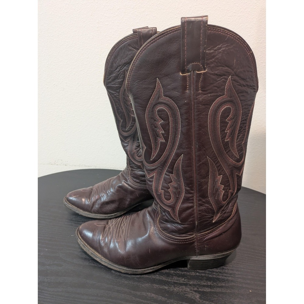 VTG Nocona Boots Mens Size 9 D Brown Leather Western Cowboy USA Made Pointed Toe